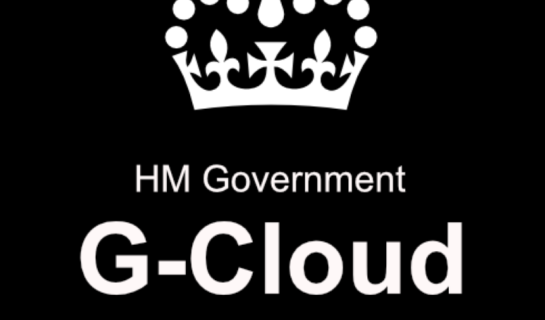 Black and white logo with a crown icon above the text 'HM Government G-Cloud Approved Supplier,' indicating government approval.