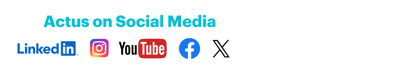 Actus Social Media platforms - banner for blogs - LinkedIn, Instagram, YouTube, Facebook and X